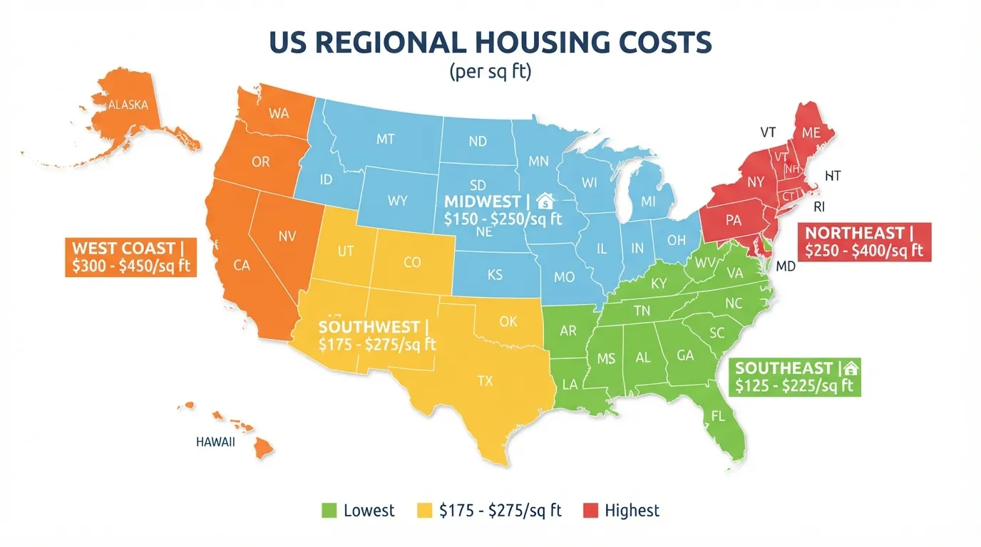 US regional concrete slab cost map showing price differences by area