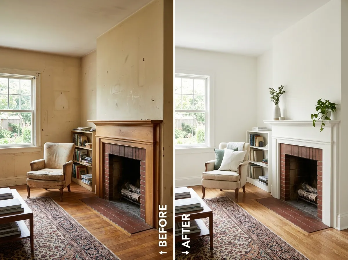 Room before and after painting