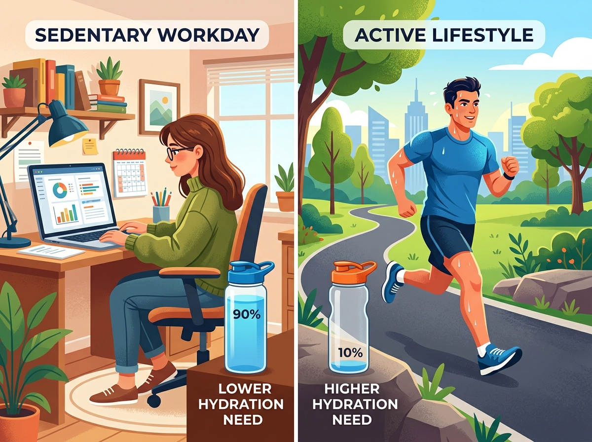 Sedentary vs active person water needs
