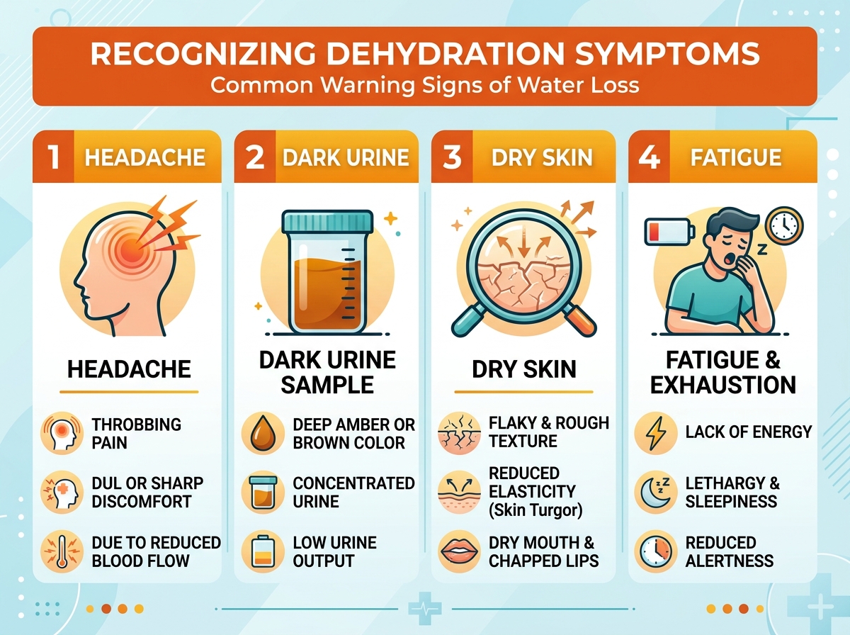 Signs and symptoms of dehydration