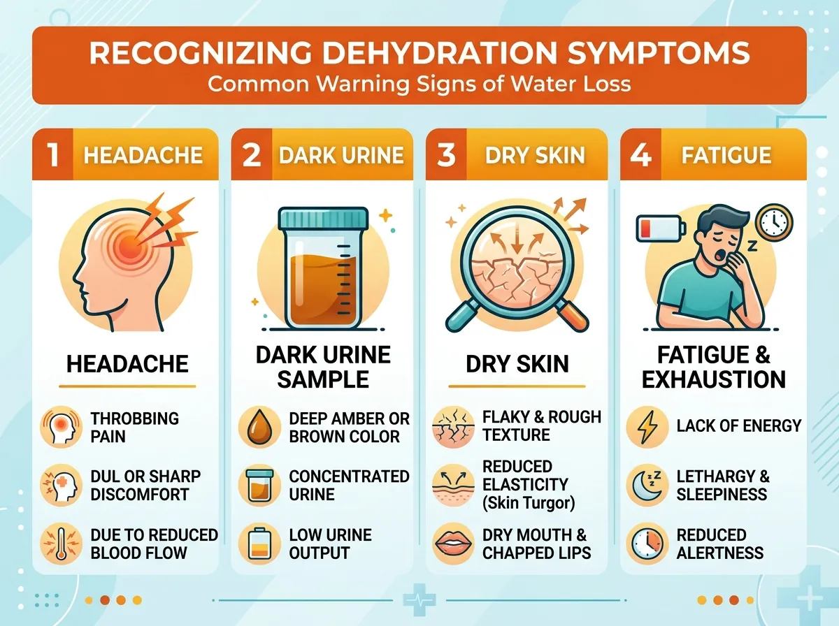 Signs and symptoms of dehydration at different levels