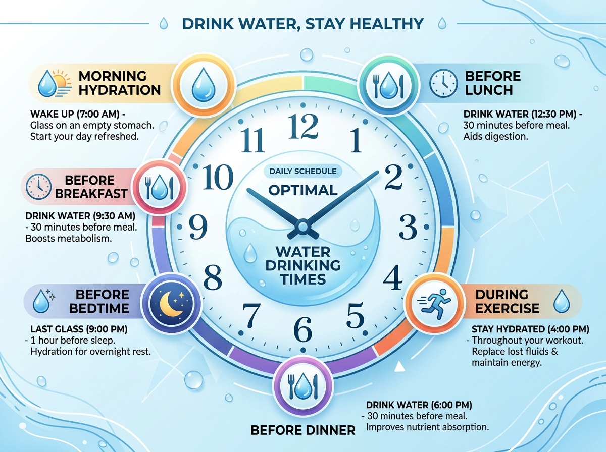 Optimal water drinking schedule throughout the day