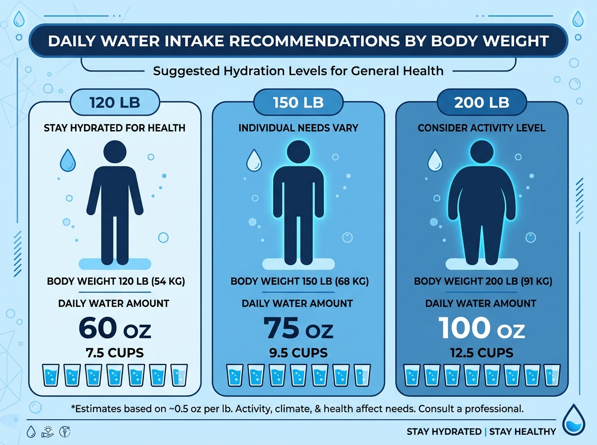 Water intake recommendations by organization
