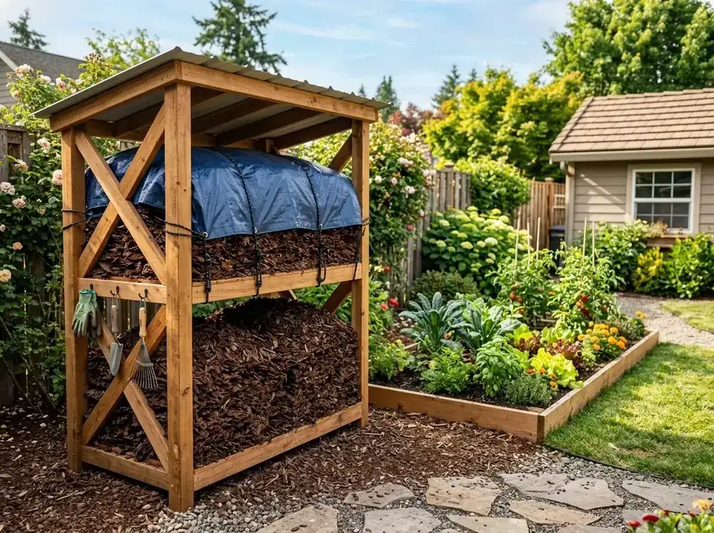 Properly stacked mulch storage